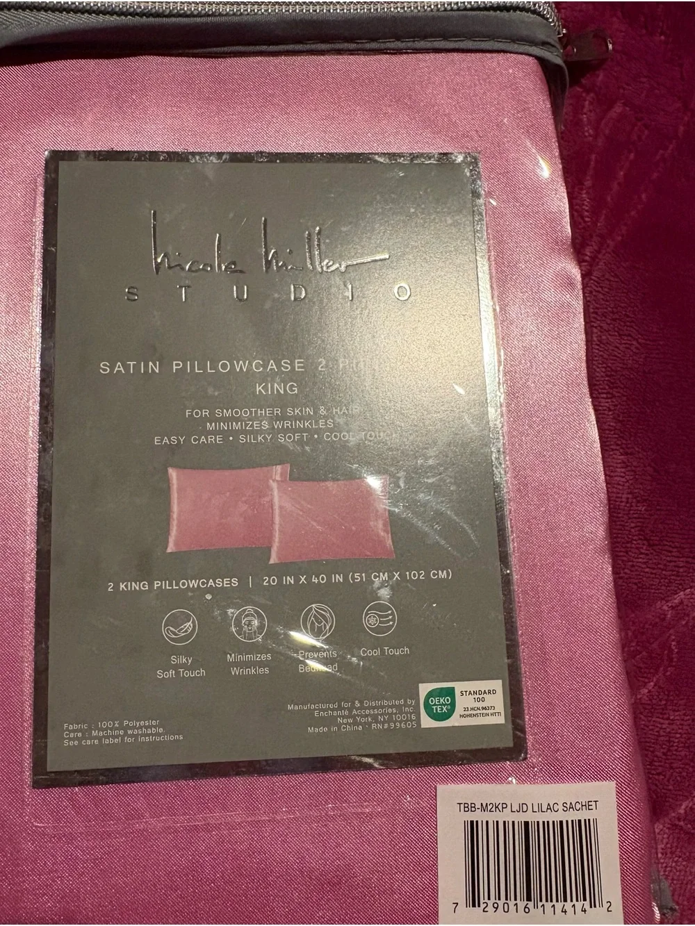 Nicole Miller Satin Pillowcase Set in lilac - King 2-Pack